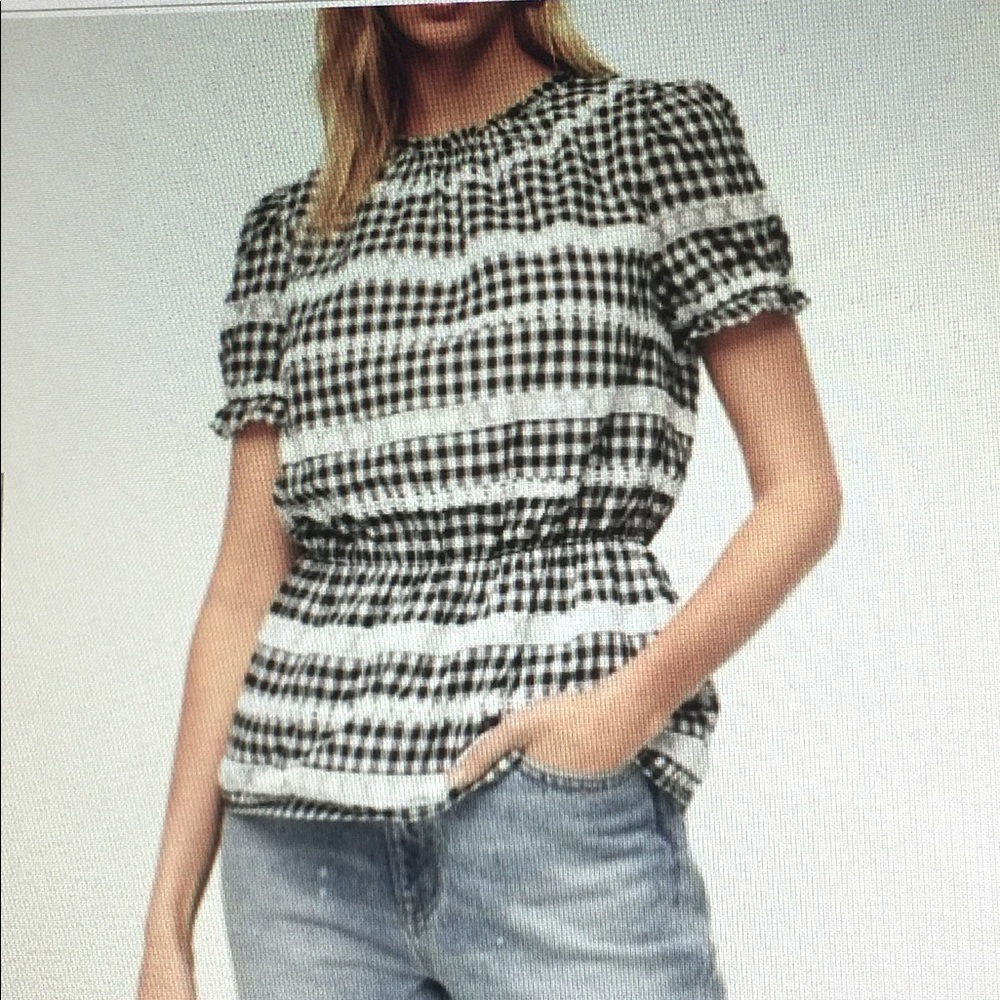 JCrew Daisy Chain Peplum Gingham Top